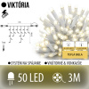 Viktória spojovateľná led svetelná záclona vonkajšia flash - 50led - 3m teplá biela / flash prebliknutie teplá biela - biely kábel