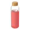 QUOKKA FLOW Sklenená fľaša so silikónovým povrchom PINK BOTANICAL 660ml