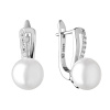 Gaura Pearls Stříbrné náušnice s 9-9.5 mm perlou a zirkony Jade, stříbro 925/1000 SK21233EL/W Bílá