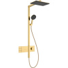 HANSGROHE Raindance Alive Q Showerpipe EcoSmart nástenný sprchový systém s termostatom ShowerSelect Comfort, horná sprcha 2jet 345 x 210 mm, ručná sprcha 3jet, leštený vzhľad zlata, 24591990