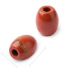Korálik súdok z minerálu červený jaspis s veľkým prieťahom na macramé 18x16mm - 1 ks