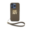 DKNY PU Leather Stack Logo Wrist Strap pre Apple iPhone 15 Pro Max, zelená