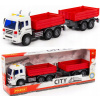 Nákladné auto s bočnicami a prívesom City – červené, pohon, svetlo a zvuk