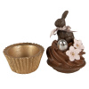 Clayre & Eef Hnedá čokoládová dekorácia socha králik Cupcake - Ø 9*16 cm - Clayre & Eef