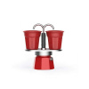 Bialetti Set Mini Express červená 2 šálky + 2 červené šálky (Moka konvička na 2 šálky + 2 šálky)