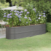 vidaXL Vyvýšený záhradný záhon práškovaná oceľ 296x80x68 cm sivý