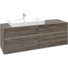 VILLEROY & BOCH Collaro závesná skrinka pod umývadlo na dosku (umývadlo vľavo), 4 zásuvky, s LED osvetlením, 1600 x 500 x 548 mm, Stone Oak, C026B0RK