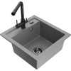 Mexen Vito granitový drez s 1 komorou a kuchynskou batériou Duero, sivý - 6503-71-671600-70-B