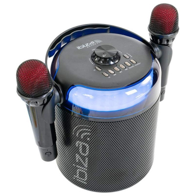 Prenosný batériový karaoke systém Ibiza * USB/microSD/MP3 prehrávač s Bluetooth * 2x bezdrôtový mikrofón