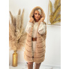 EU Dlhá hnedá kožušinová vesta s kapucňou Veľkosť: M/L
