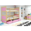BMS Group Poschodová posteľ RICO 2 - 200x90cm - Borovica - Ružový