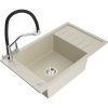 Mexen Elias, 1-komorový granitový drez 795x480x200 mm a drezová batéria Duo, béžová, 6511-69-671701-07