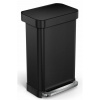 Simplehuman pedálový odpadkový kôš – 45 l, matná čierna oceľ, vak na vrecká