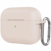 AppleKing silikónový ochranný obal s karabínou pre AirPods Pro 2 (2022) s konektorom Lightning - béžový - možnosť vrátiť tovar ZADARMO do 30tich dní