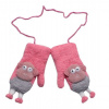 Zimné rukavičky so šnúrkou a kožúškom, Ovečka, Baby Nellys, ružové, 98/104, 13cm Baby Nellys 8596309419657