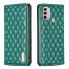Peňaženkové kožené puzdro Diamond Lattice na Motorola Moto E20 / E30 / E40 - Zelená