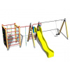 Playground System Reťazová dvojhojdačka so šmykľavklavkou drevená - 803D