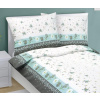 Krepové posteľné obliečky tyrkysovo-sedo-biele, zip - 140x200, 70x90 cm - Bellatex