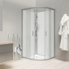 Mereo CK35172KBW Sprchový box, štvrťkruh, 80cm, satin ALU, sklo Point, zadne steny biele, SMC vanička, bez striešky