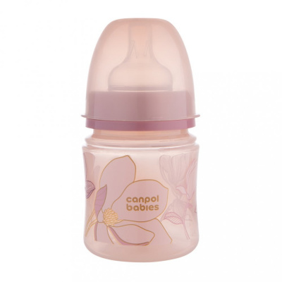 CANPOL CANPOL BABIES Fľaša dojčenská antikoliková EasyStart Gold 120 ml - ružová