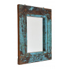 Sanu Babu Zrkadlo v ráme z teakového dreva, tyrkysová patina, 36x3x49cm