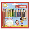 Pastelky STABILO woody 3 v 1 - farbička, vodovka, voskovka - 10 ks rôznych farieb