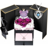 ADDwell Luxusná darčeková krabička s večnými fialovými ružami a strieborným náhrdelníkom