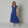 Dlhé čipkované šaty s macramé indigo 038 Blancheporte
