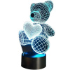 3D LED Nočná Lampa Medvedík so Srdcom - Čierna/Transparentná