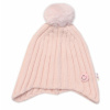 Baby Nellys Detská zimná čiapka s brmbolcom Smile púdrovo ružová