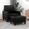 VidaXL Kreslo s podnožkou čierna 60 cm umelá koža - Čierna - 30639-171798