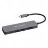 USB Hub Verbatim USB-C Essentials Multiport Hub 6 port - USB 3.2 GEN 1 / HDMI / USB-C PD / USB-A / SDHC / microSD (32156) sivý