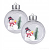 Vianočná Guľa priehľadná snehuliak 8 cm 2 ks