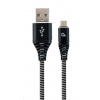 GEMBIRD Kabel USB 2.0 AM na MicroUSB (AM/BM), 1m, opletený, černo-bílý, blister, PREMIUM QUALITY CC-USB2B-AMmBM-1M-BW