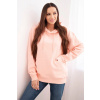 Legínovo Dámska bavlnená mikina s kapucňou a klokankou béžová Farba: Lososová, Veľkosť: S