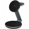 AppleKing oJD-102 3v1 magnetický bezdrôtový stojan pre iPhone / Apple Watch / AirPods - 15W - tmavo šedý - možnosť vrátiť tovar ZADARMO do 30tich dní