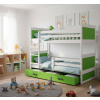 BMS Detská poschodová posteľ RICO 3 s úložným priestorom | 160x80 cm | biela/zelená