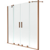 Mexen Velar Duo, 2-krídlová posuvná vaňová zástena 150 x 150 cm, 8mm číre sklo, medený matný profil, 896-150-000-02-65