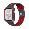 AppleMix Remienok pre Apple Watch 44 mm Series 4 + ochranný rámik - silikónový - čierny / červený