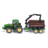 Kovový model Siku Farmer - Traktor John Deere s lesným prívesom (4006874019540)
