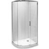 Jika Tigo - Sprchovací kút štvrťkruh, strieborný lesklý profil, 780 mmx980 mmx1950 mm – transparentné sklo H2512110026681