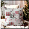 Vianočná obliečka na vankúš s vidieckym motívom a červeným károm 40x40 cm Viacfarebná