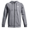 Pánske mikiny Under Armour Men's UA Essential Fleece Full-Zip Hoodie - pitch gray medium heather/white - Sivý (XL)