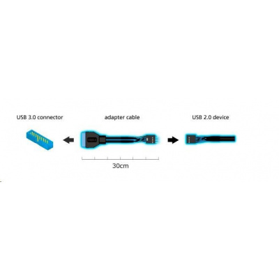 Adaptér AKASA MB USB 3.0 na USB 2.0, 30 cm, čierna AK-CBUB36-30BK Akasa