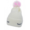 Detská zimná čiapka s brmbolcom Eyes, Baby Nellys - biela, veľ. 46-50 cm, 80-92 (12-24m)