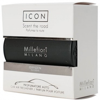 Millefiori Milano Icon Oxygen - Kyslík vôňa do auta Classic čierna vonia až 2 mesiace 47 g