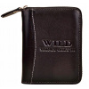 Peňaženka - Čierna spánková pánska kožená peňaženka na posúvaní HQ (Kožené portfólio podkowa podkowka)