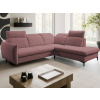 Rohová sedacia súprava Glow, tmavo ružová látka, pravý roh
