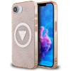 Guess IML Metal Glitter 4G Circle Triangle MagSafe iPhone 16e ružová
