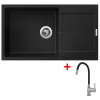 Granitový drez Sinks ULTIMA 860 XXL Pureblack + drezová batéria FLEXIA